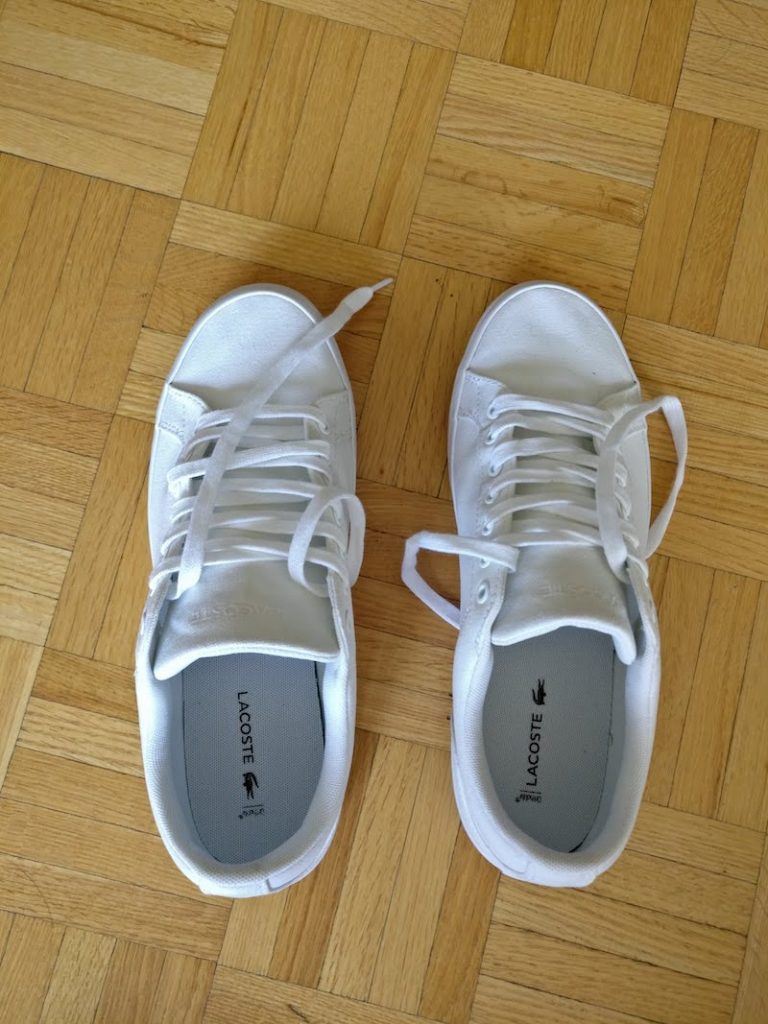 Lacoste plain store white shoes